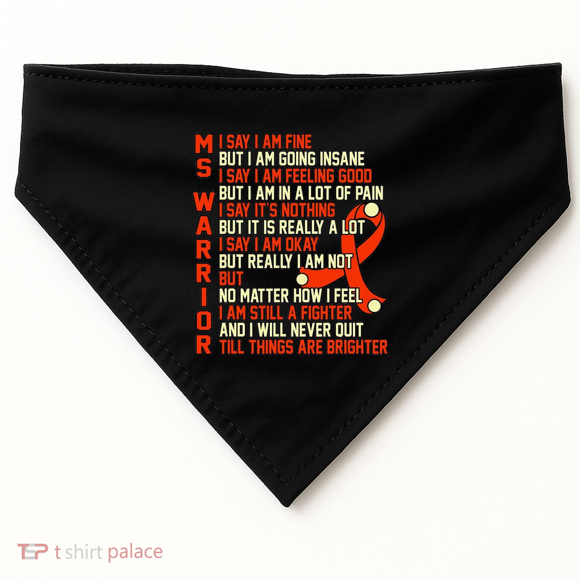 Ms Warrior Multiple Sclerosis Awareness Graphic USA-Made Doggie Bandana