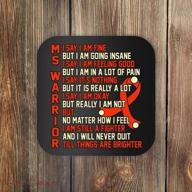 Ms Warrior Multiple Sclerosis Awareness Graphic Coaster