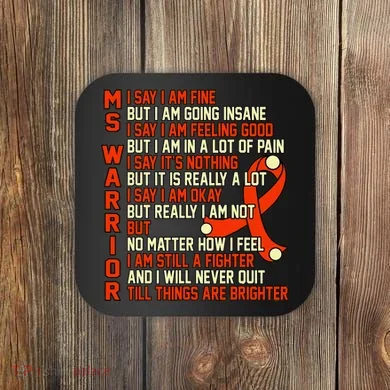 Ms Warrior Multiple Sclerosis Awareness Graphic Coaster