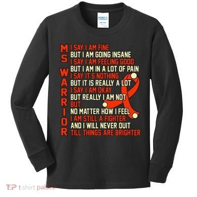 Ms Warrior Multiple Sclerosis Awareness Graphic Kids Long Sleeve Shirt