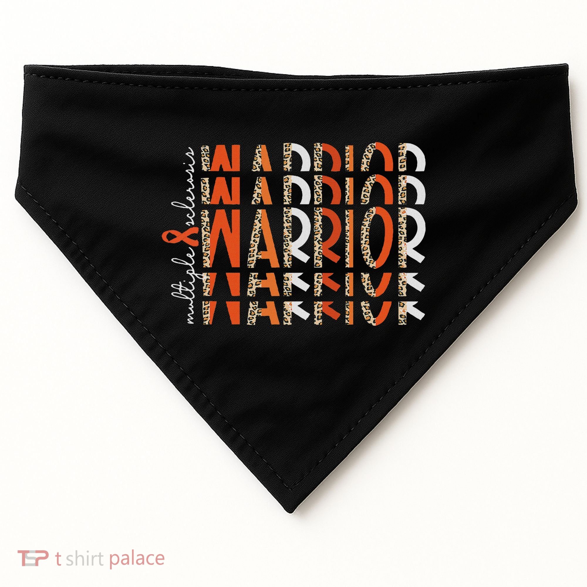 Ms Warrior Multiple Sclerosis Awareness Orange Ribbon USA-Made Doggie Bandana