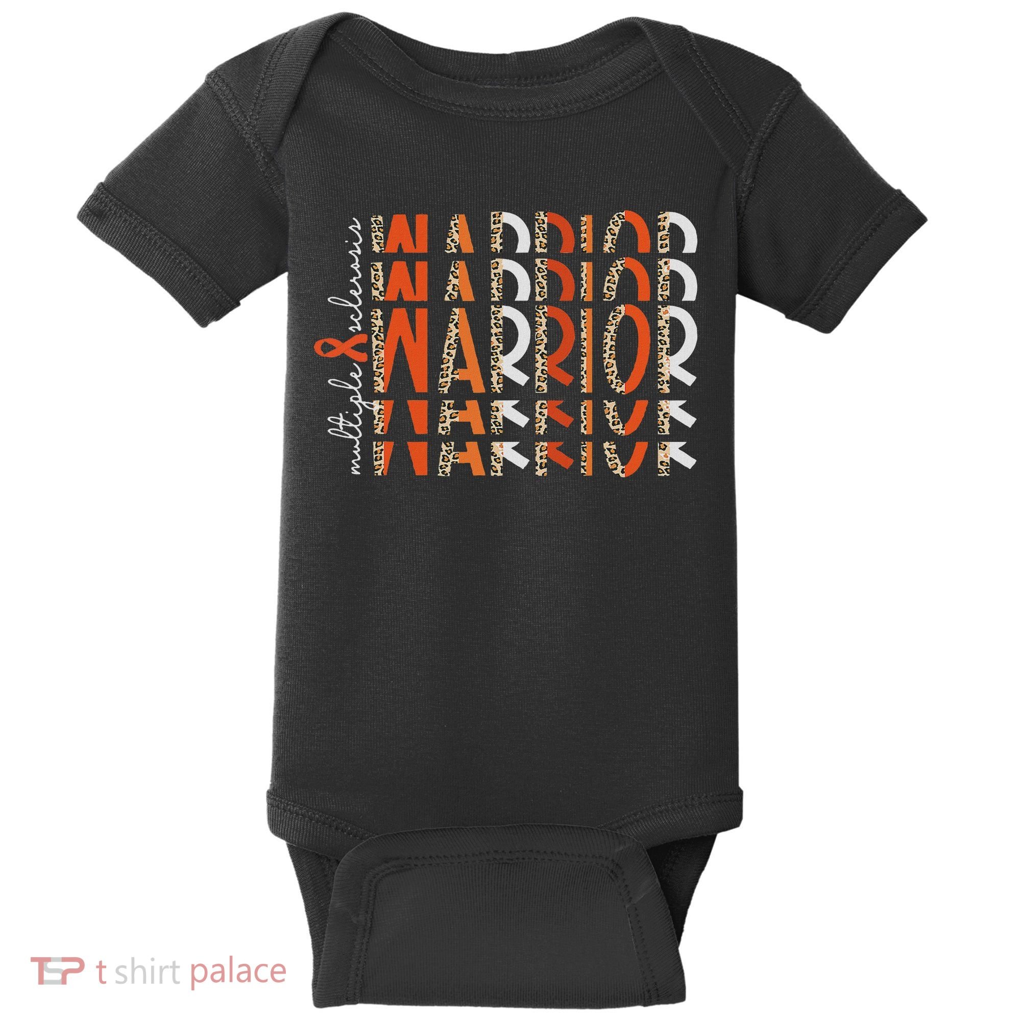Ms Warrior Multiple Sclerosis Awareness Orange Ribbon Baby Bodysuit