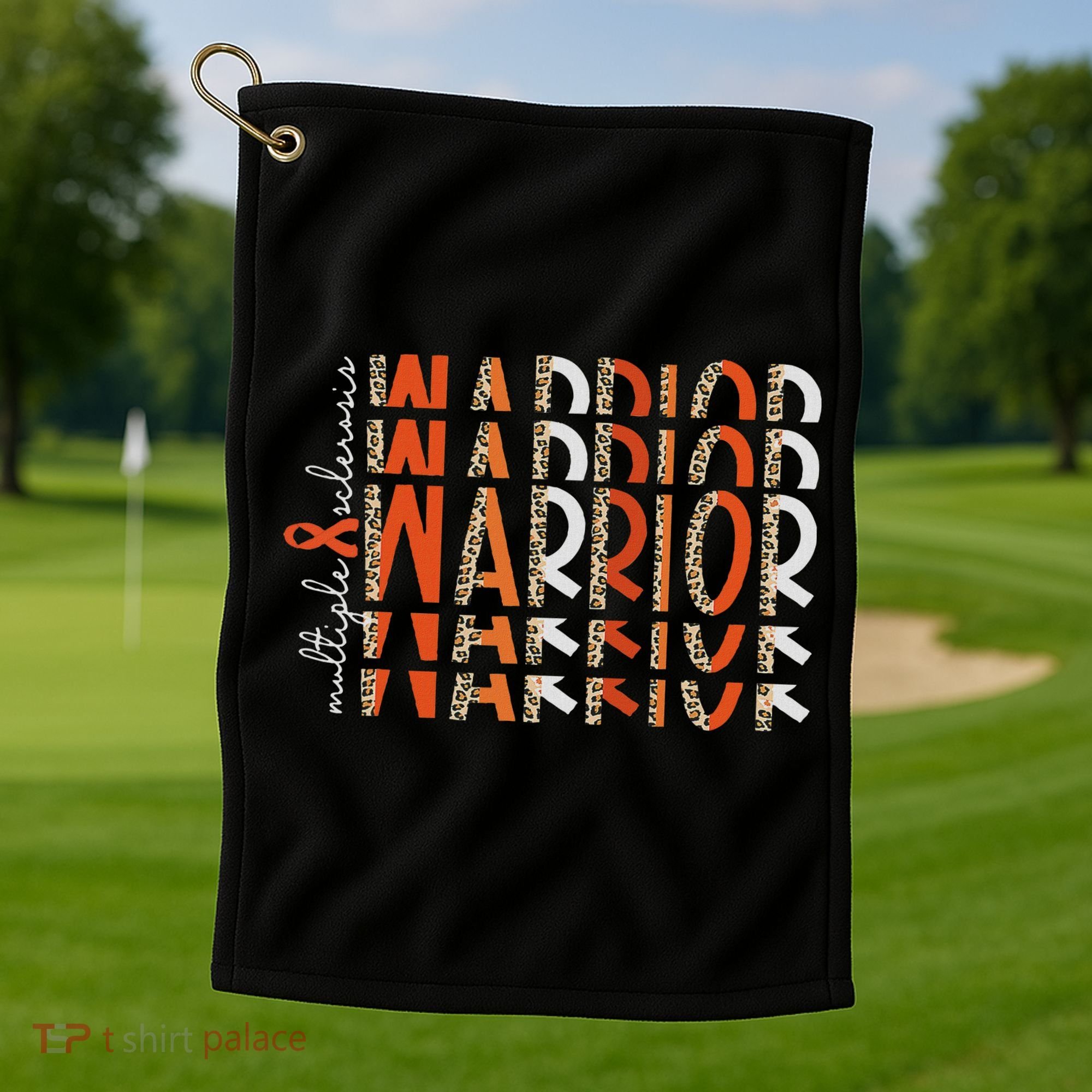 Ms Warrior Multiple Sclerosis Awareness Orange Ribbon Golf Towel