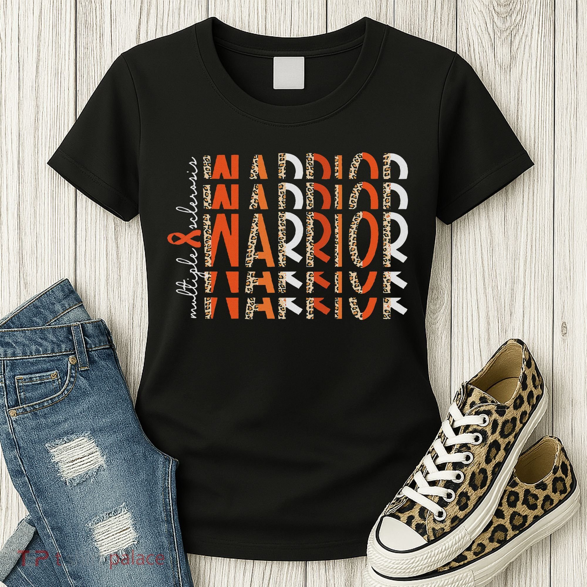 Ms Warrior Multiple Sclerosis Awareness Orange Ribbon Women's T-Shirt