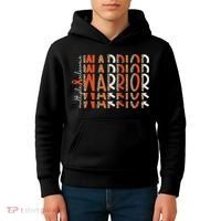 Ms Warrior Multiple Sclerosis Awareness Orange Ribbon Kids Hoodie thumb 4