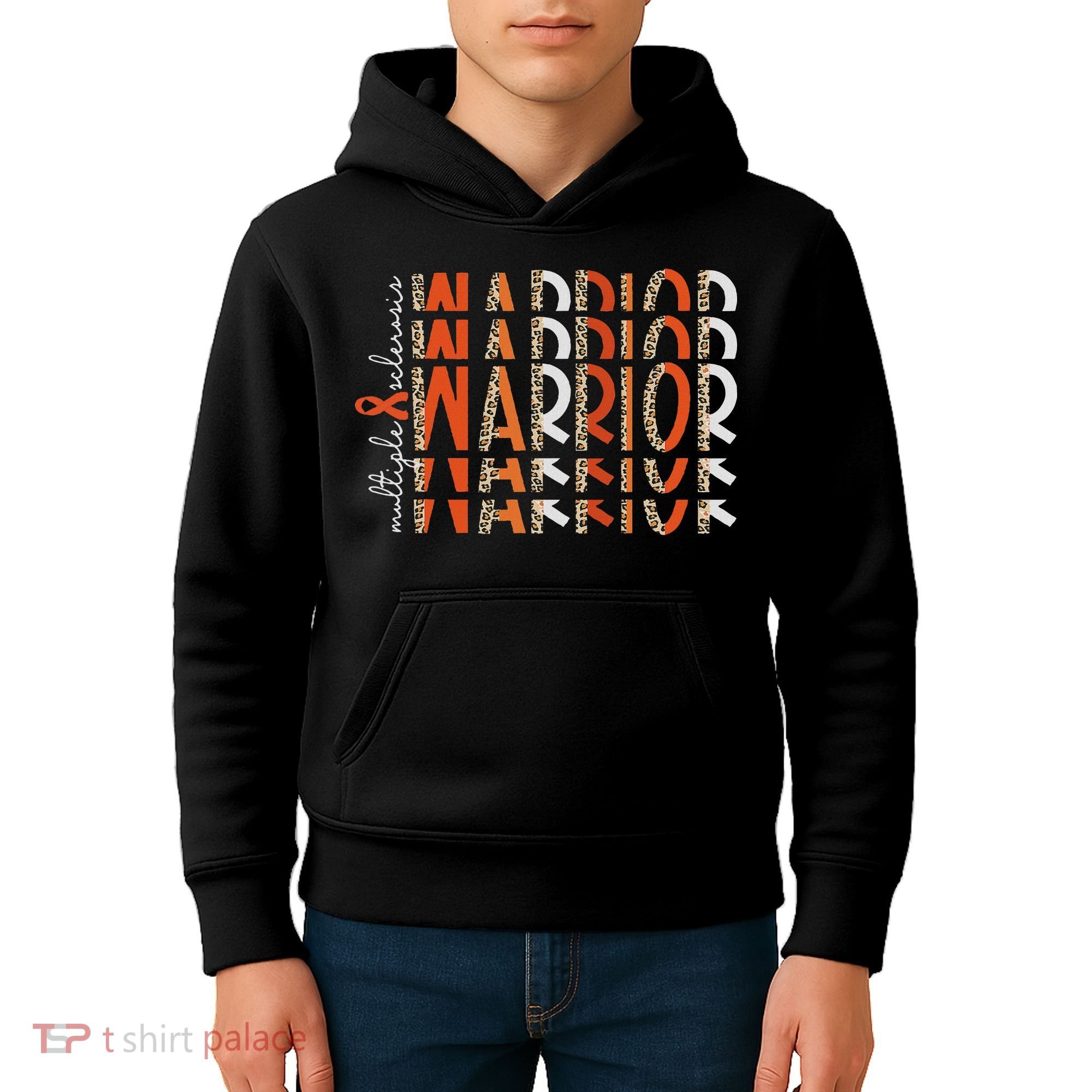 Ms Warrior Multiple Sclerosis Awareness Orange Ribbon Kids Hoodie