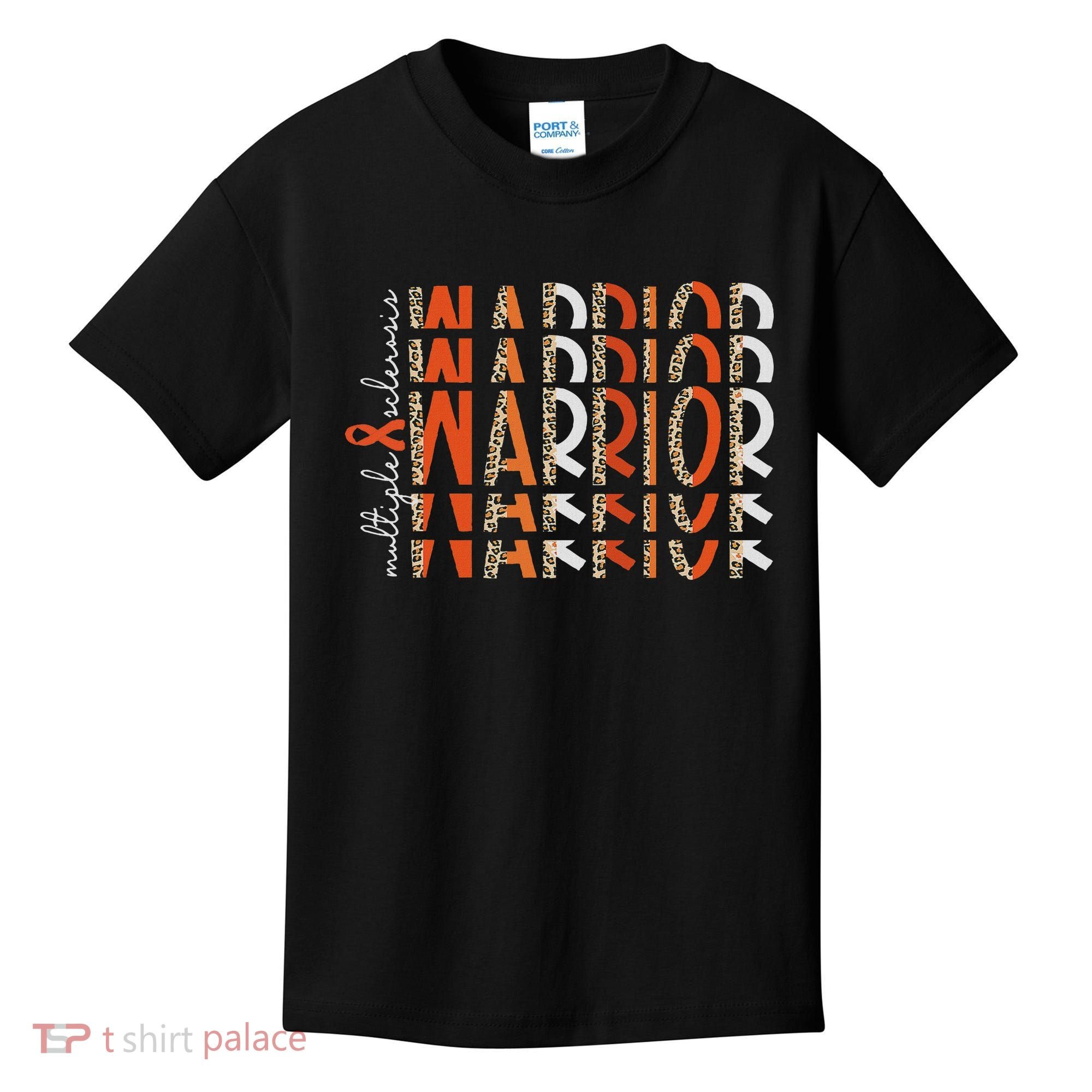 Ms Warrior Multiple Sclerosis Awareness Orange Ribbon Kids T-Shirt