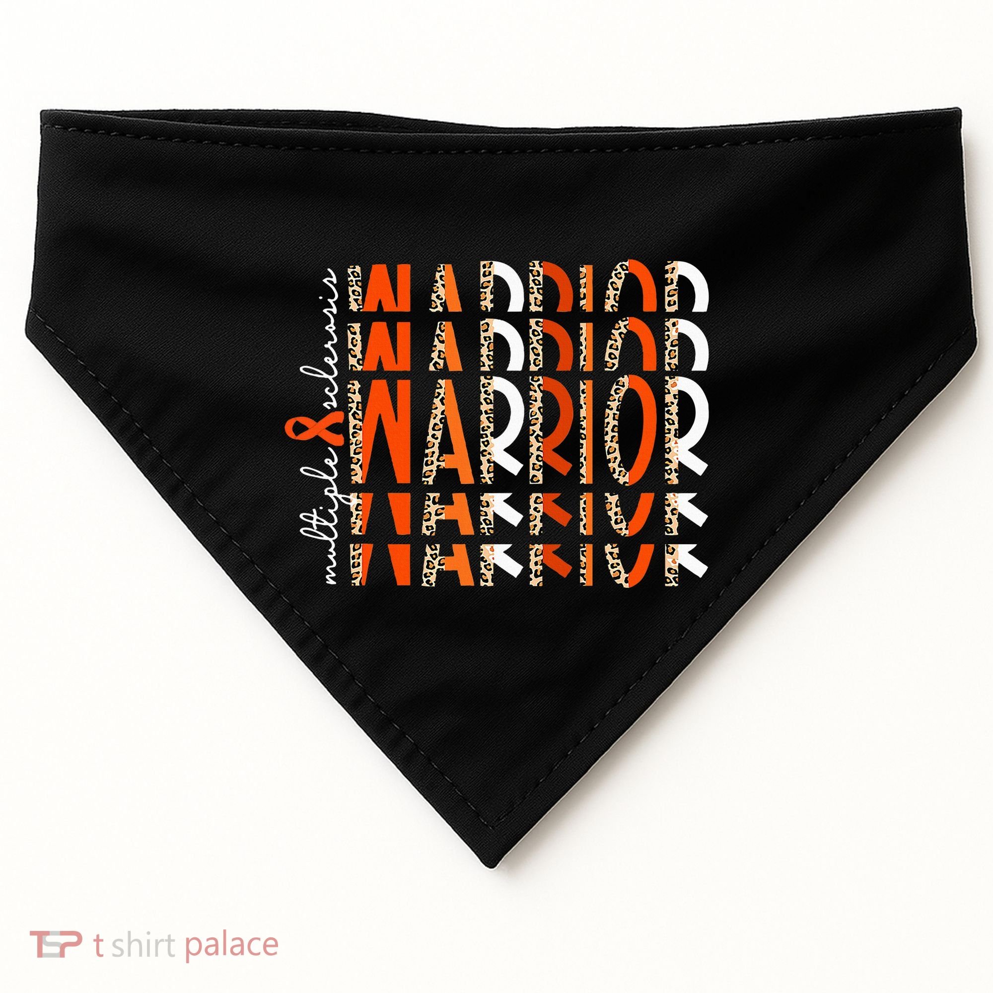 Ms Warrior Multiple Sclerosis Awareness Orange Ribbon USA-Made Doggie Bandana