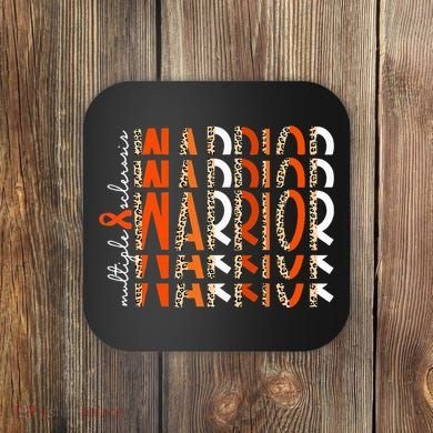 Ms Warrior Multiple Sclerosis Awareness Orange Ribbon Coaster