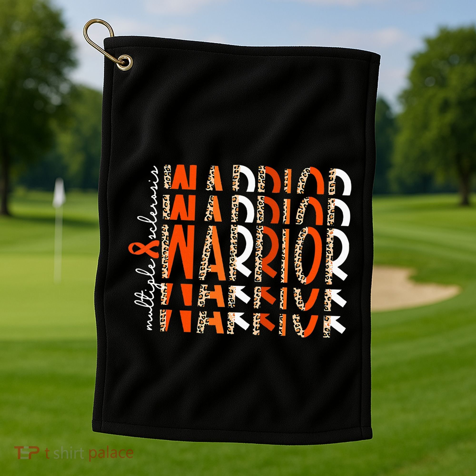 Ms Warrior Multiple Sclerosis Awareness Orange Ribbon Golf Towel