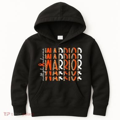 Ms Warrior Multiple Sclerosis Awareness Orange Ribbon Kids Hoodie