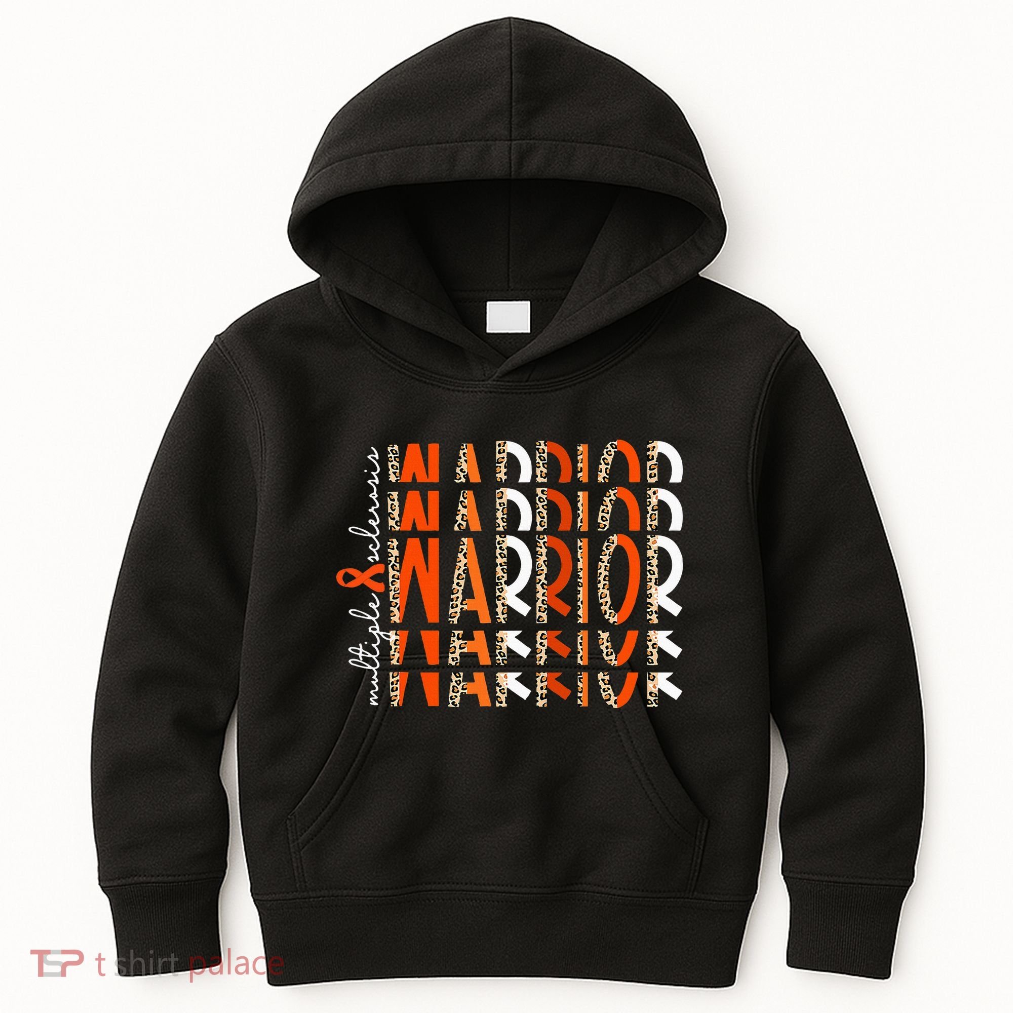 Ms Warrior Multiple Sclerosis Awareness Orange Ribbon Kids Hoodie