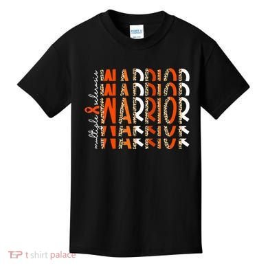 Ms Warrior Multiple Sclerosis Awareness Orange Ribbon Kids T-Shirt