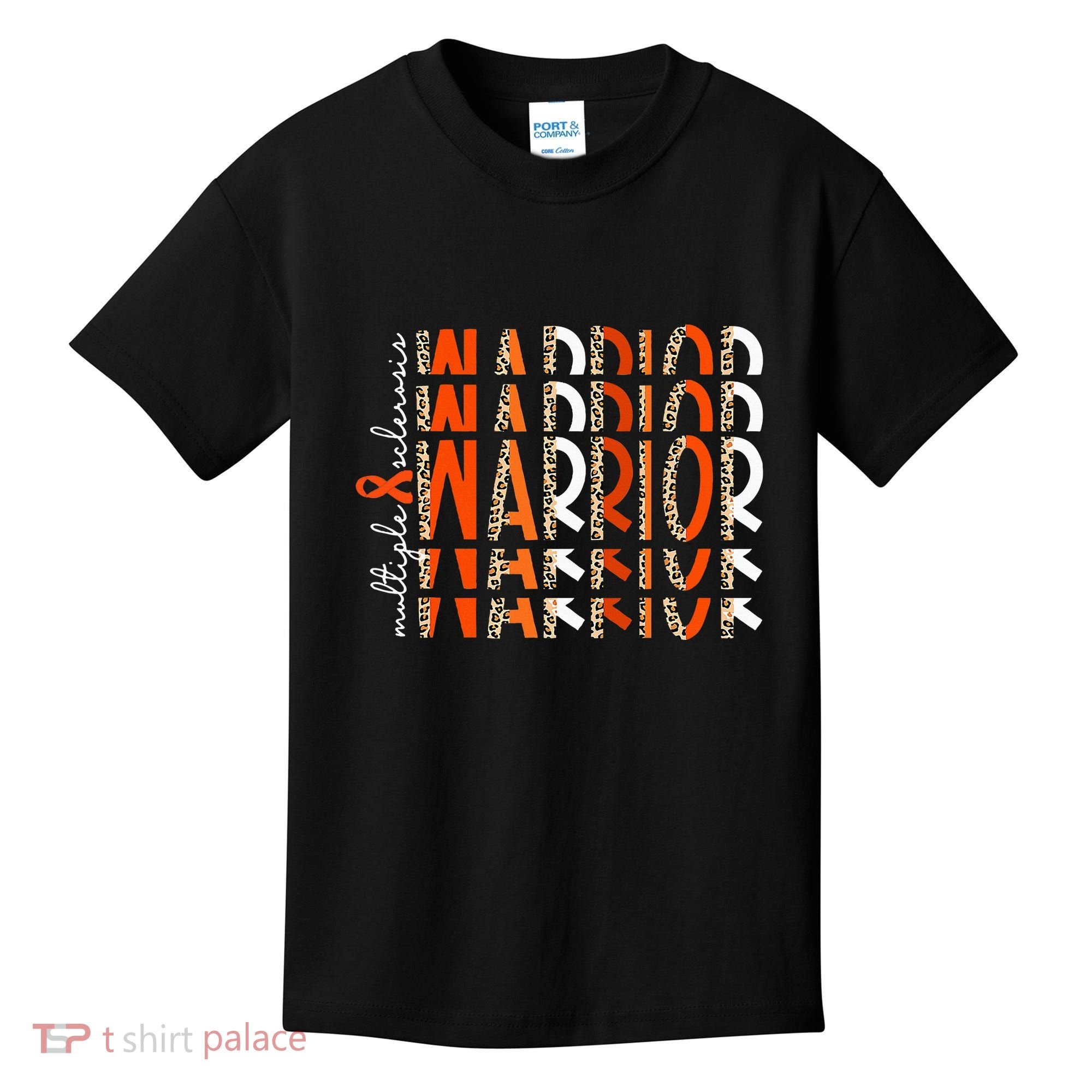 Ms Warrior Multiple Sclerosis Awareness Orange Ribbon Kids T-Shirt