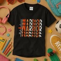 Ms Warrior Multiple Sclerosis Awareness Orange Ribbon Kids T-Shirt thumb 3