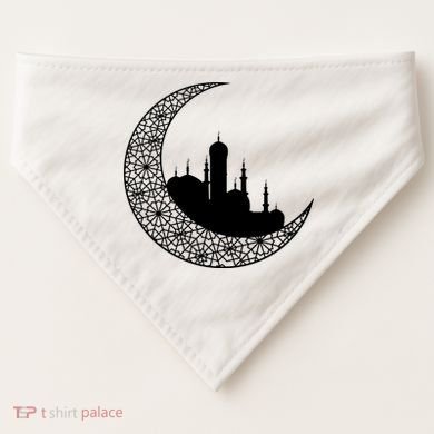 Mosque With Moon Religious Drawing USA-Made Doggie Bandana