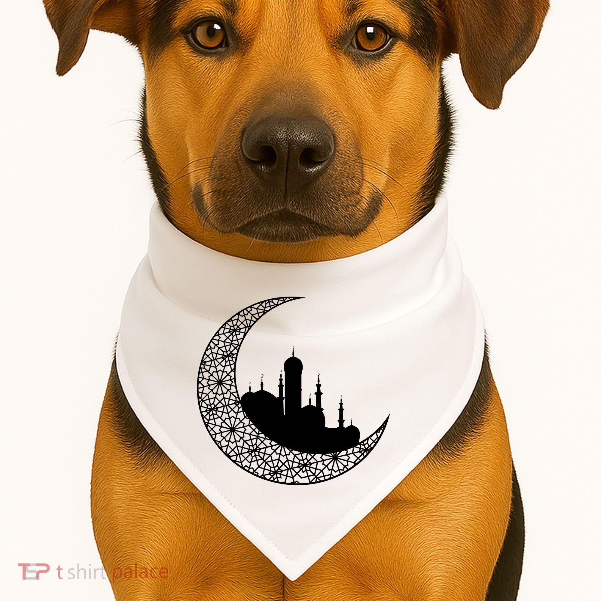 Mosque With Moon Religious Drawing USA-Made Doggie Bandana