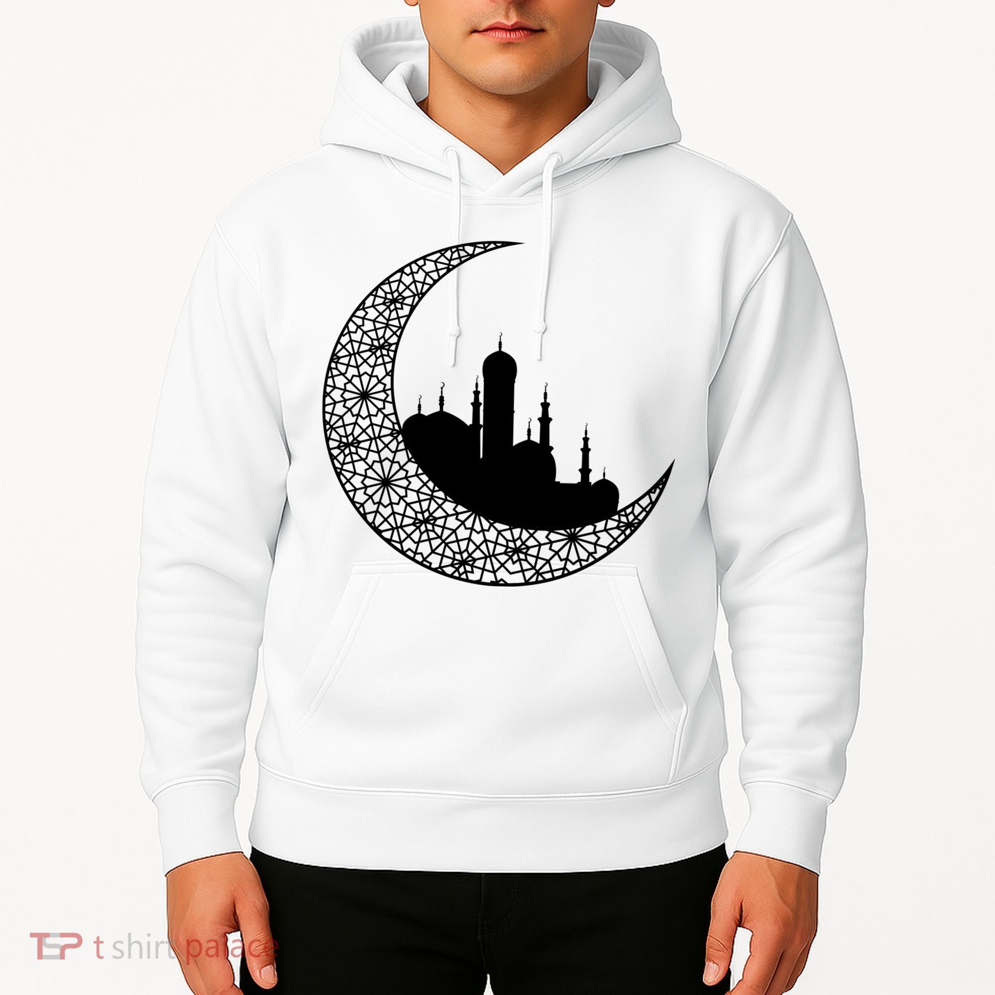 Mosque With Moon Religious Drawing Hoodie