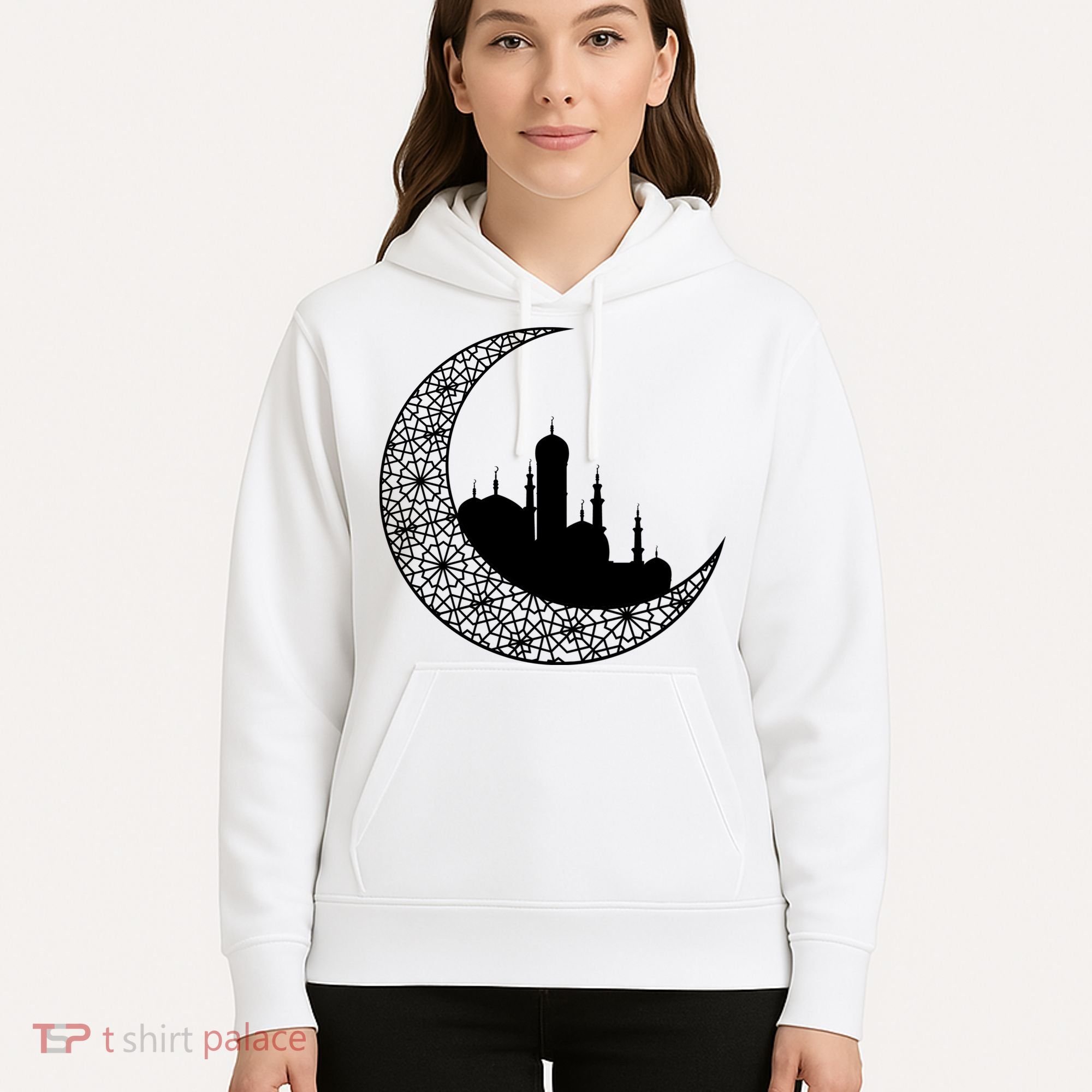 Mosque With Moon Religious Drawing Hoodie