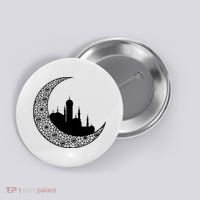Mosque With Moon Religious Drawing Button thumb 0