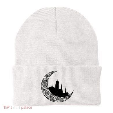 Mosque With Moon Religious Drawing Beanie