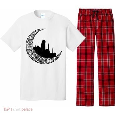 Mosque With Moon Religious Drawing Pajama Set