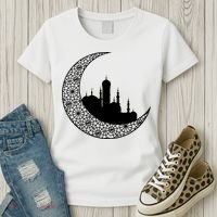 Mosque With Moon Religious Drawing Women's T-Shirt thumb 3