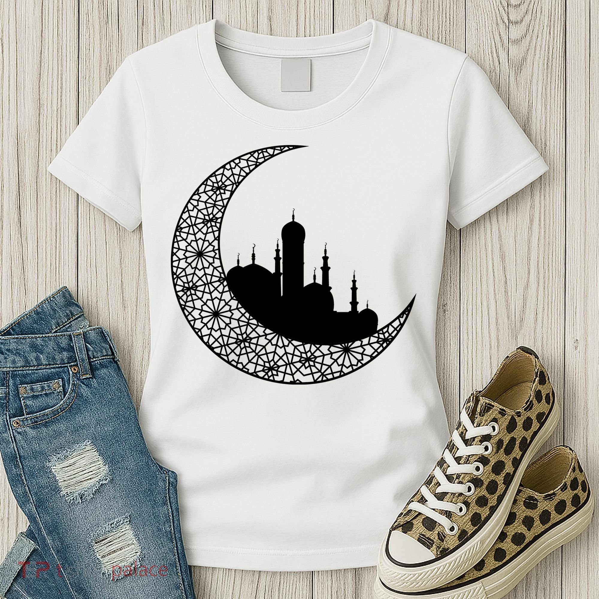 Mosque With Moon Religious Drawing Women's T-Shirt
