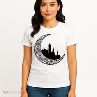 Mosque With Moon Religious Drawing Women's T-Shirt thumb 4