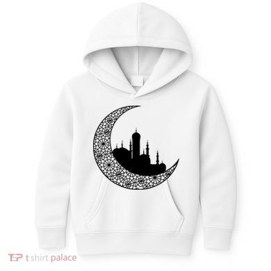Mosque With Moon Religious Drawing Kids Hoodie