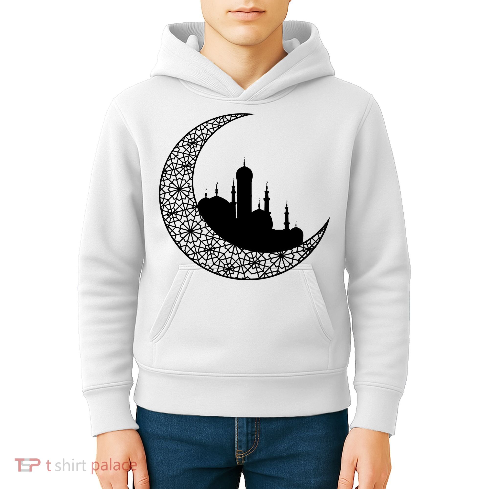 Mosque With Moon Religious Drawing Kids Hoodie
