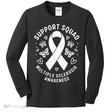 Ms Warrior Ms Support Squad For Multiple Sclerosis Awareness Kids Long Sleeve Shirt
