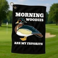 Morning Woody My Favorite Duck Hunting Funny Hunter Golf Towel thumb 1