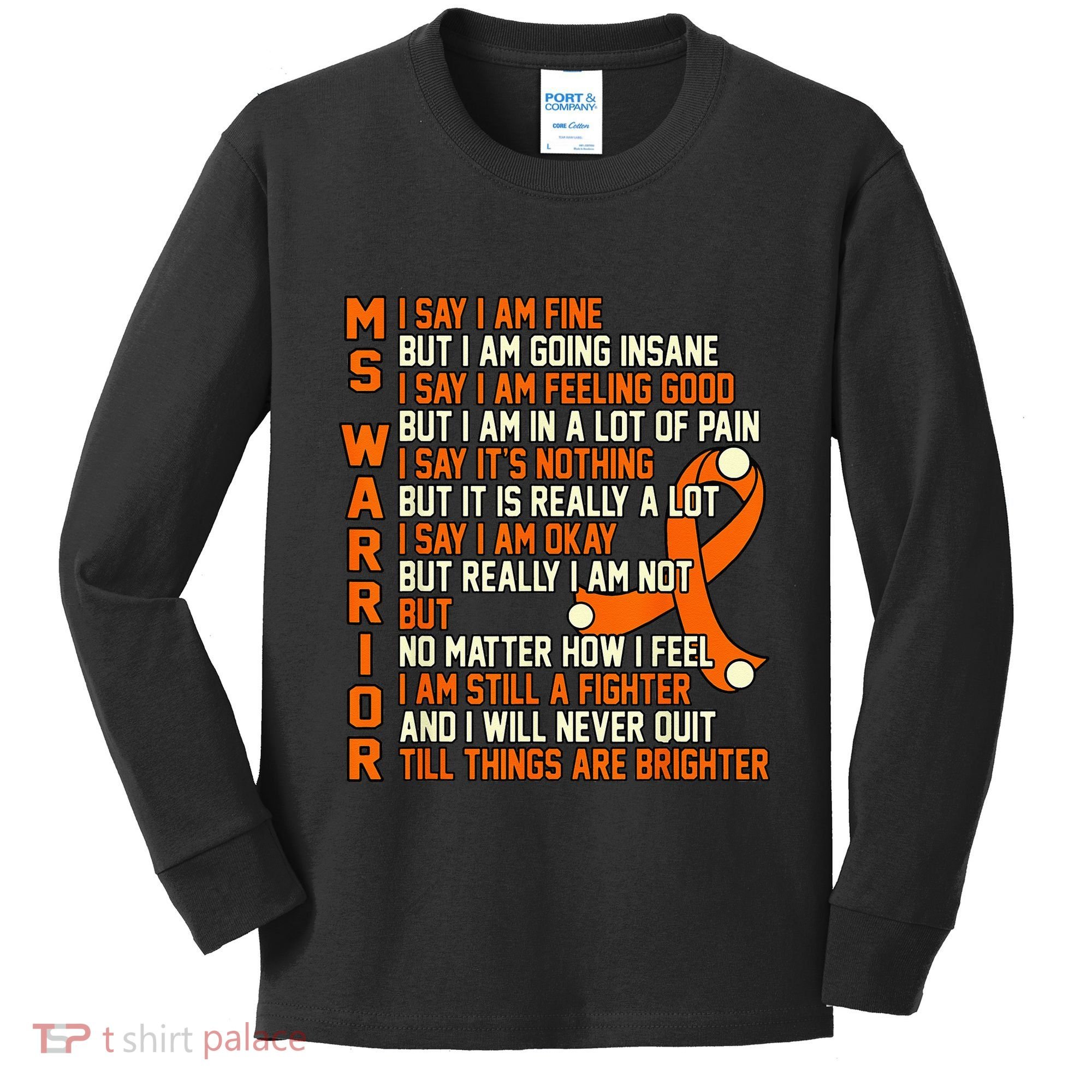 MS Warrior Multiple Sclerosis Awareness Graphic Kids Long Sleeve Shirt