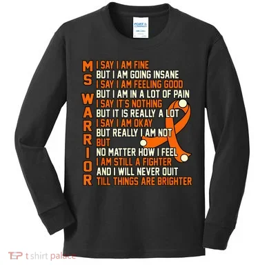 MS Warrior Multiple Sclerosis Awareness Graphic Kids Long Sleeve Shirt