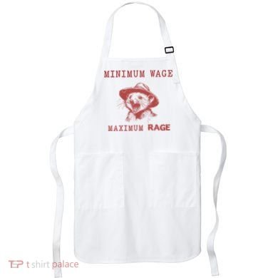 Minimum Wage Maximum Rage Funny Opossums Raccoon Lovers Apron