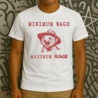Minimum Wage Maximum Rage Funny Opossums Raccoon Lovers T-Shirt thumb 3
