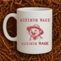 Minimum Wage Maximum Rage Funny Opossums Raccoon Lovers Coffee Mug thumb 2