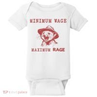 Minimum Wage Maximum Rage Funny Opossums Raccoon Lovers Baby Bodysuit thumb 0