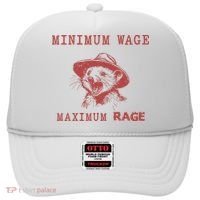 Minimum Wage Maximum Rage Funny Opossums Raccoon Lovers Hat thumb 0