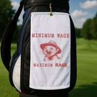 Minimum Wage Maximum Rage Funny Opossums Raccoon Lovers Golf Towel thumb 2
