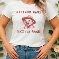 Minimum Wage Maximum Rage Funny Opossums Raccoon Lovers Women's T-Shirt thumb 2