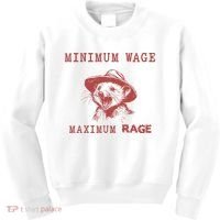 Minimum Wage Maximum Rage Funny Opossums Raccoon Lovers Kids Sweatshirt thumb 0