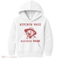 Minimum Wage Maximum Rage Funny Opossums Raccoon Lovers Kids Hoodie thumb 0