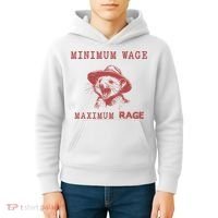 Minimum Wage Maximum Rage Funny Opossums Raccoon Lovers Kids Hoodie thumb 4