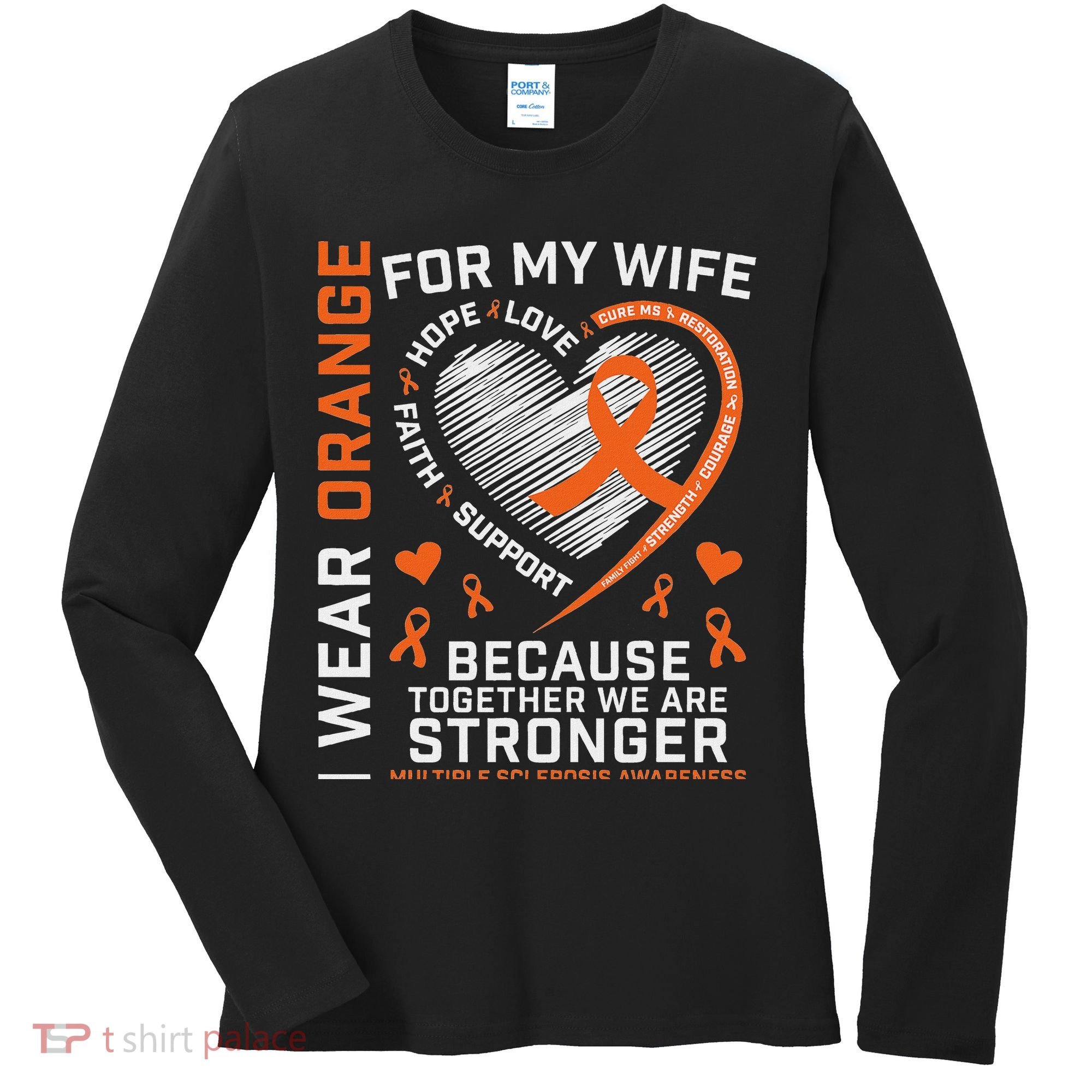 Ms Wife Multiple Sclerosis Ms Awareness Women's Long Sleeve Shirt