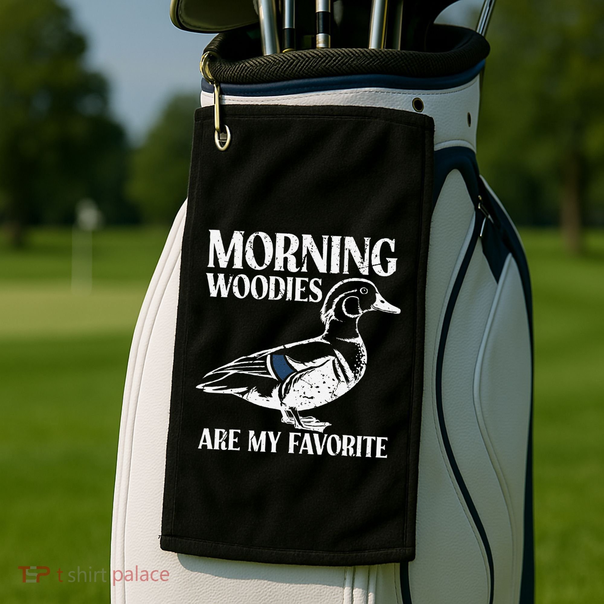 Morning Woody My Favorite Duck Hunting Funny Hunter Golf Towel
