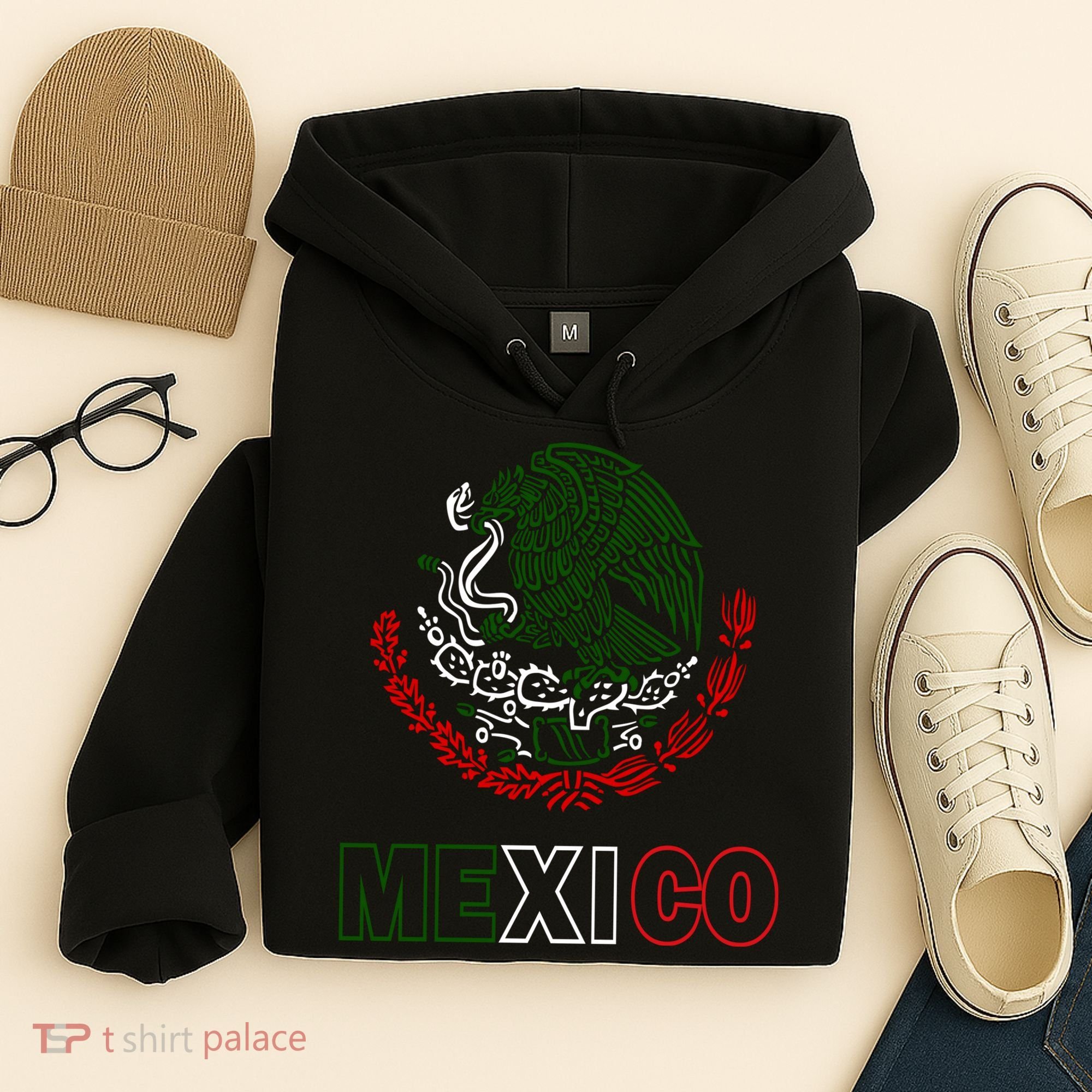 Mexico With Mexican Eagle From Flag Hoodie