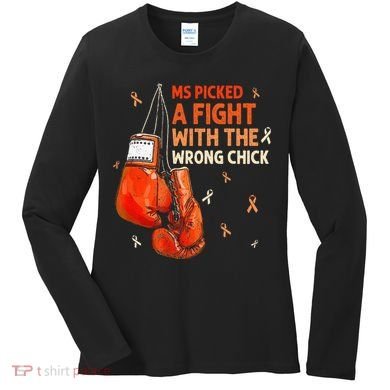 Ms Warrior Ms Picked A Fight Multiple Sclerosis Awareness Women's Long Sleeve Shirt