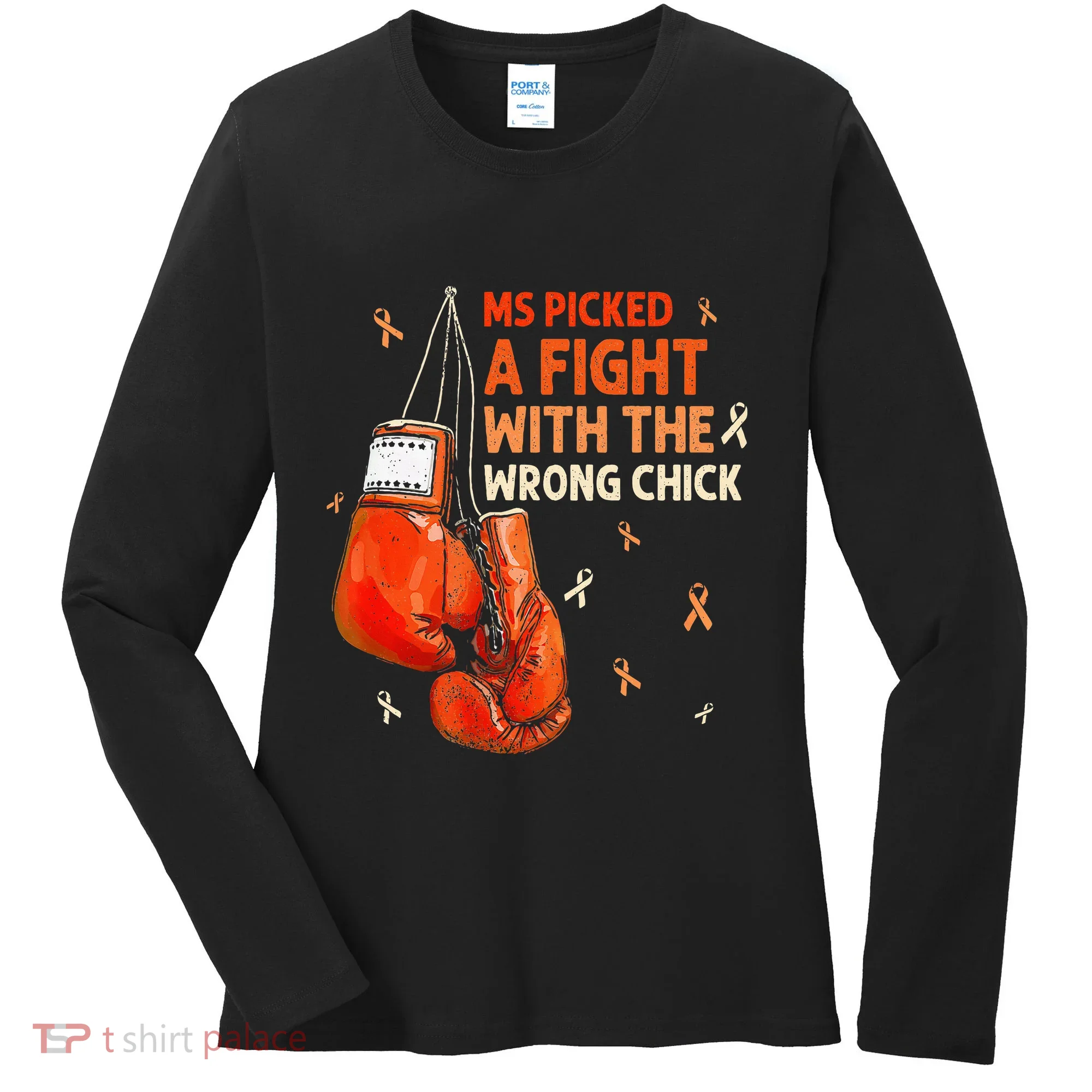 Ms Warrior Ms Picked A Fight Multiple Sclerosis Awareness Women's Long Sleeve Shirt